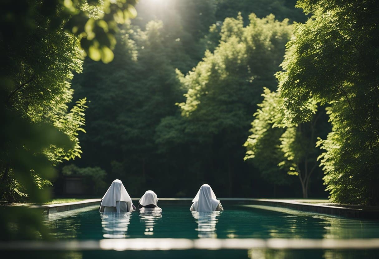 Nuns Swimming in the pool