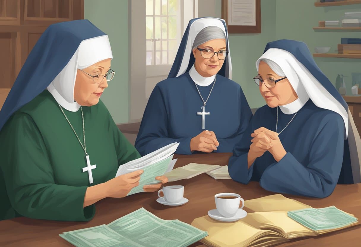 nuns drinking tea and reading the Bible