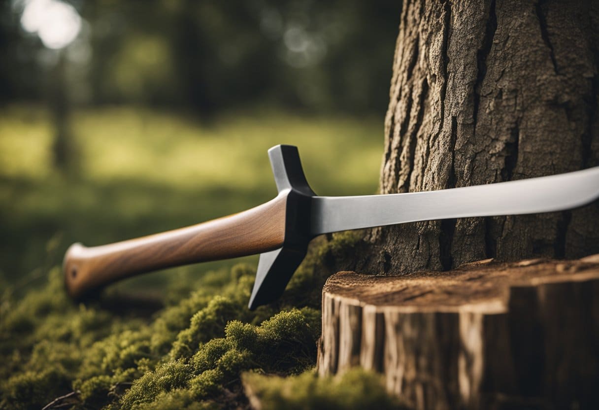 axe lying in the wood