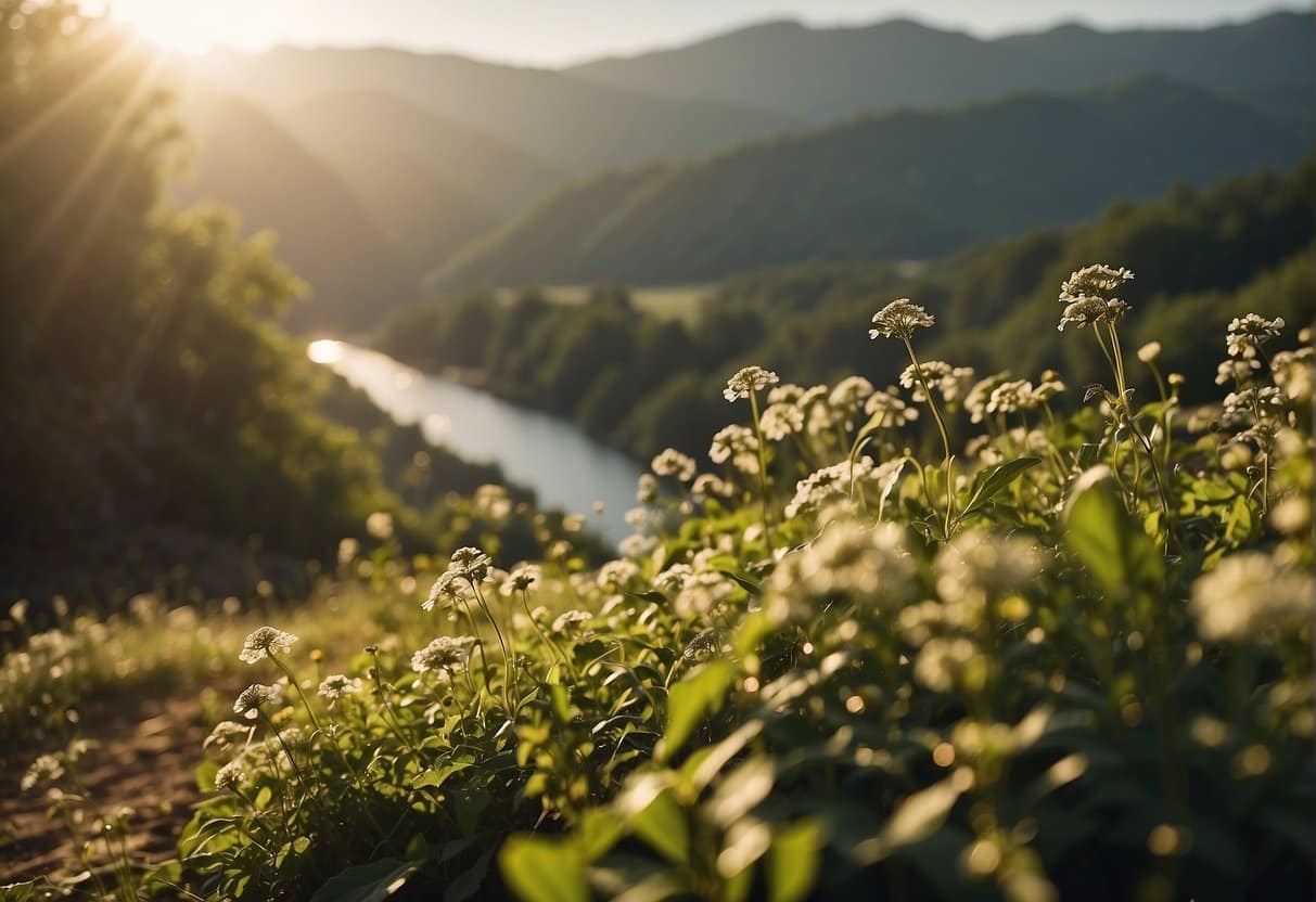 Heaven: endless skies, golden light, lush gardens, flowing rivers, and ethereal beings in harmonious existence