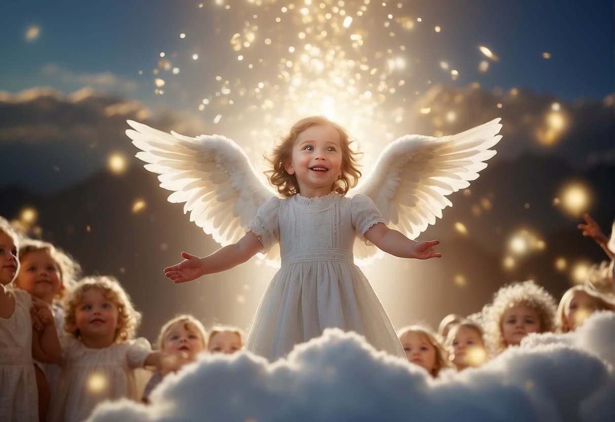 Do Children Go to Heaven, surrounded by bright light and angelic figures
