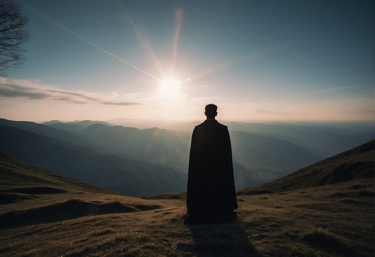 An evil narcissists stands alone, surrounded by a halo of self-admiration. The air is thick with ego, casting a shadow of manipulation and deceit