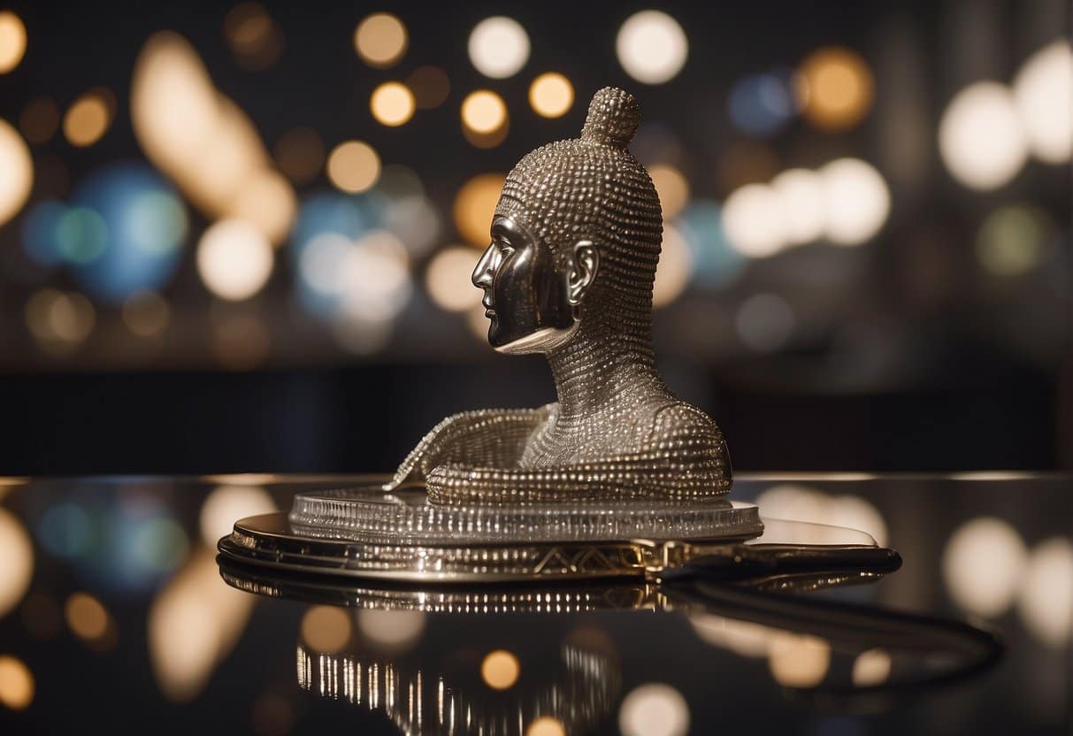 A mirror reflecting a figure admiring their own image with a smug expression, surrounded by symbols of self-indulgence and vanity