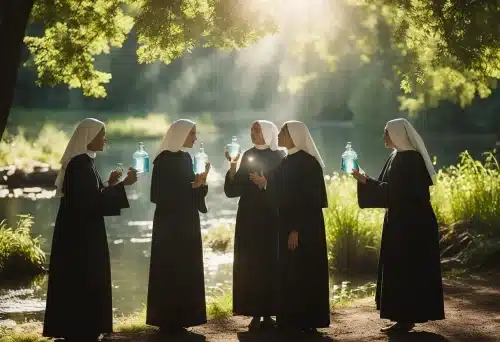 nuns making holy water