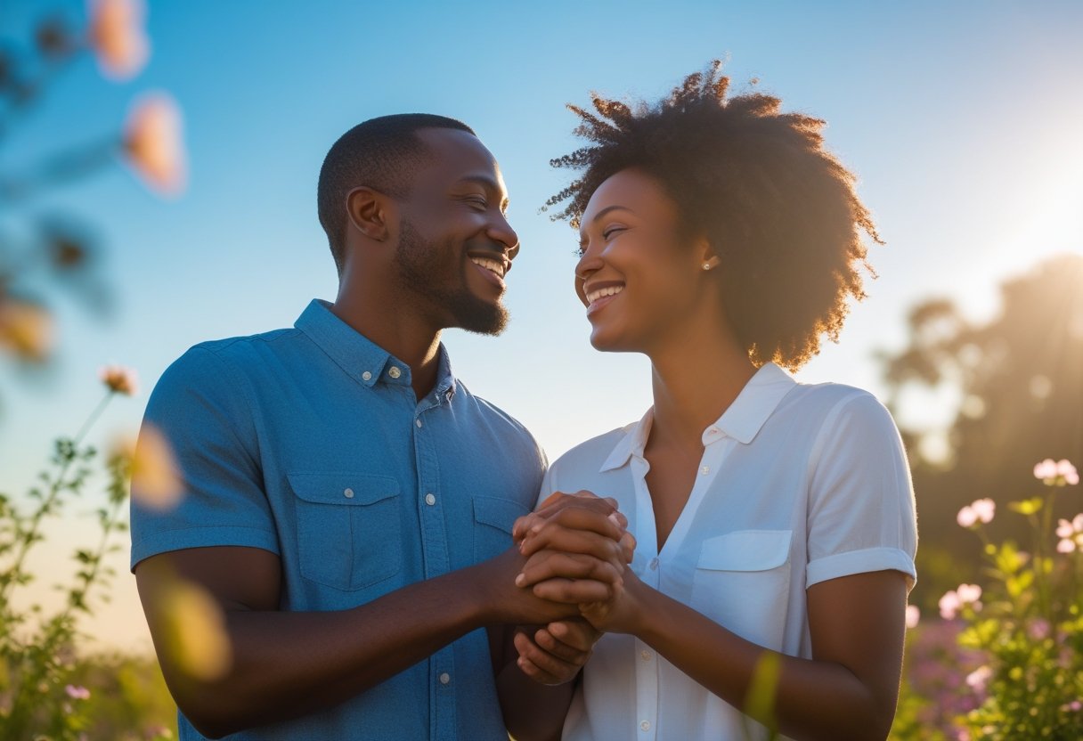 A match made in heaven - two people holding hands in perfect harmony.