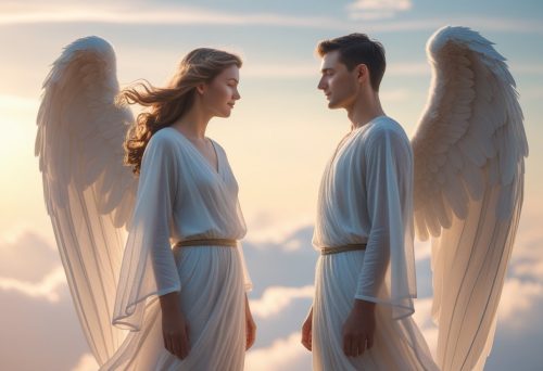 Spiritual angel illustration exploring celestial gender identity.