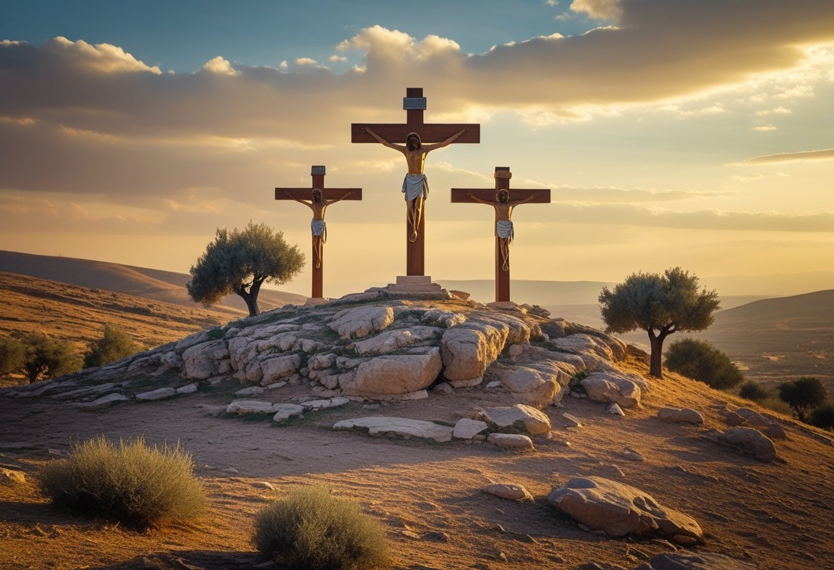 Illustration of the crucifixion site at Golgotha.