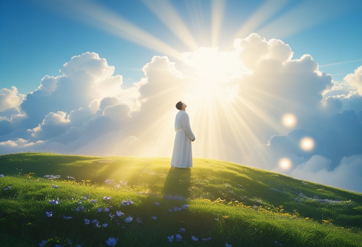 Light shining through clouds symbolising real heaven.