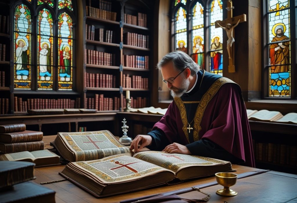 Illustration of early church councils shaping Christian doctrine.