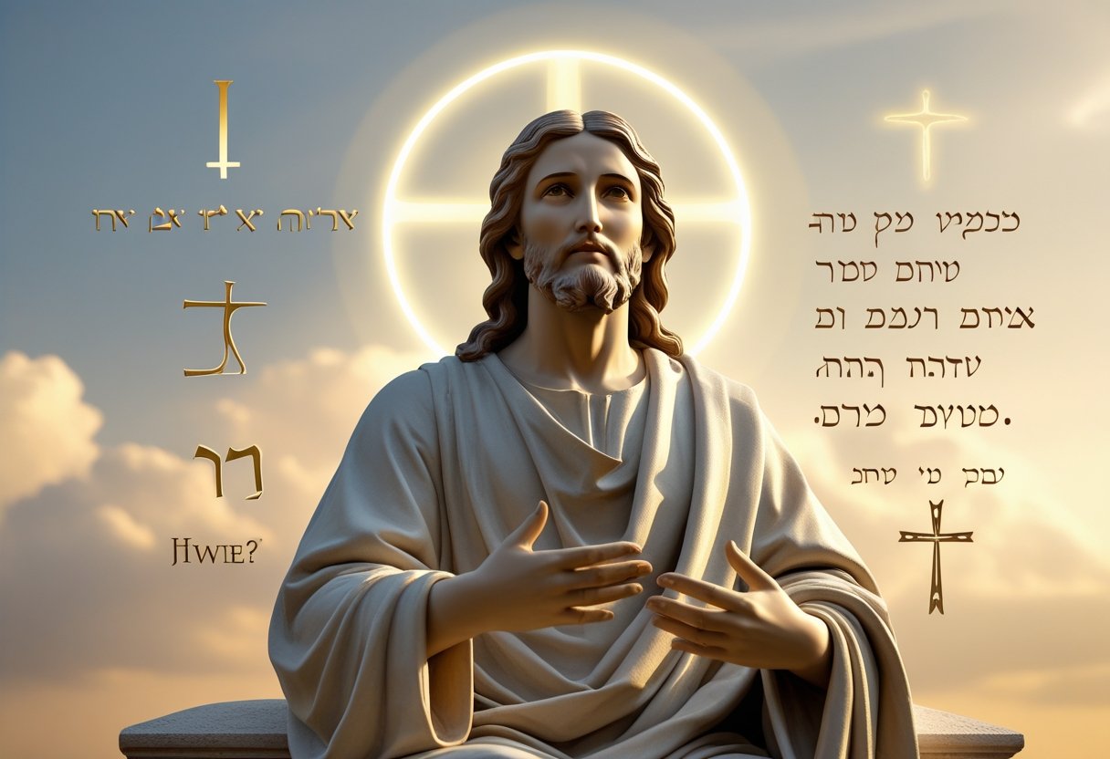 Artistic depiction exploring the question is Jesus Yahweh.