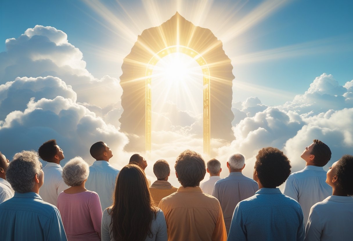 Heaven gates representing eternal life and spiritual destiny.