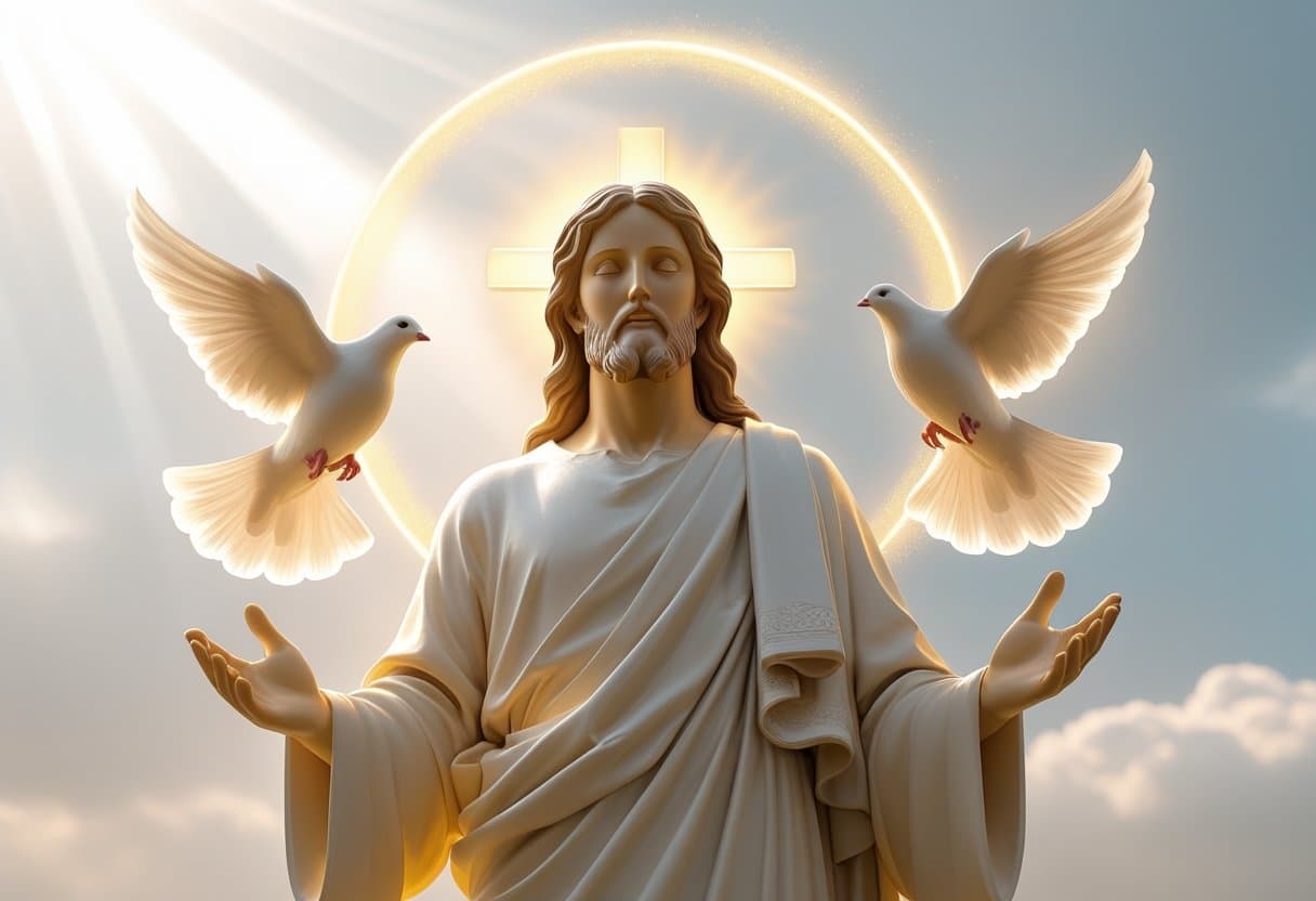 Illustration showing the distinct roles of Jesus Christ and the Holy Spirit.