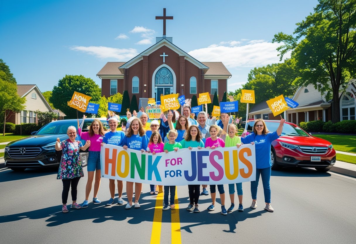 Church scandal scene and what is Honk for Jesus about.