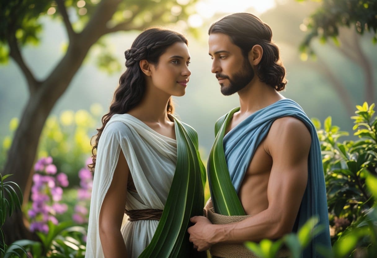 What Did Adam and Eve Look Like - biblical illustration .