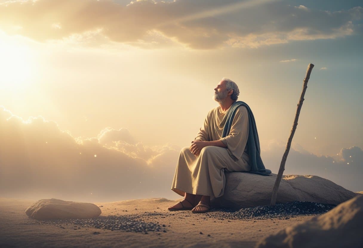 Biblical illustration of righteous Job remaining faithful to God.