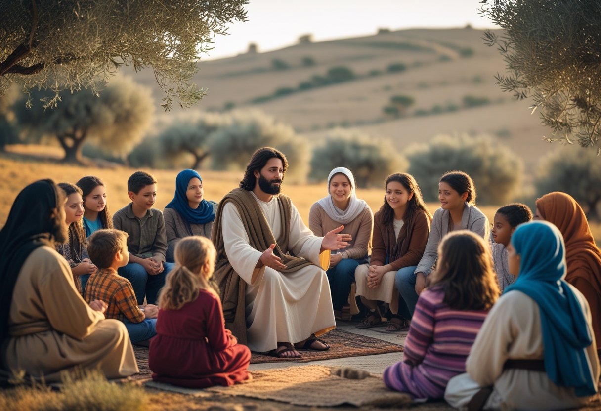 Art of Christ teaching, illustrating why did Jesus speak in parables.