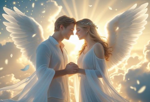 Comforting heaven scene depicting loved ones meeting again .