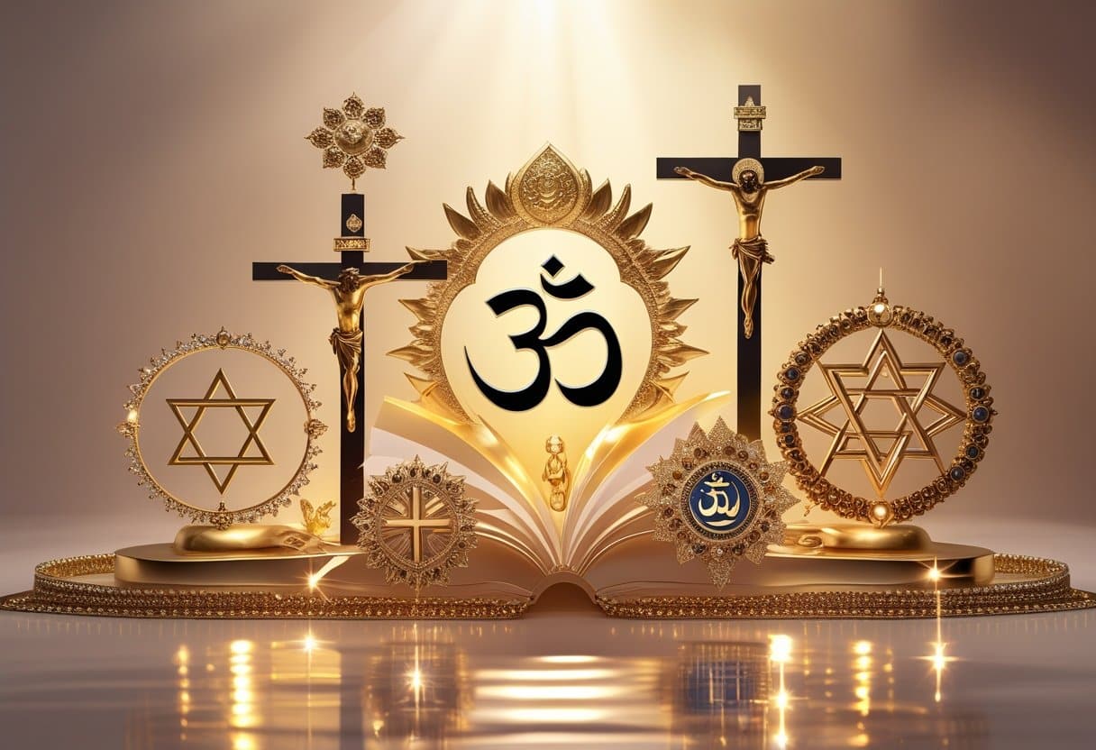 Religious symbols representing pride as one of the seven deadly sins