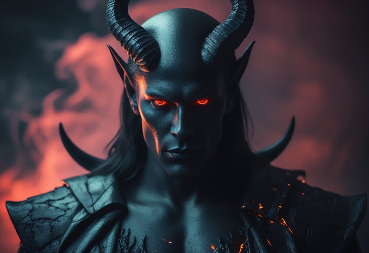 Dark figure representing what Satan looks like in traditional imager.