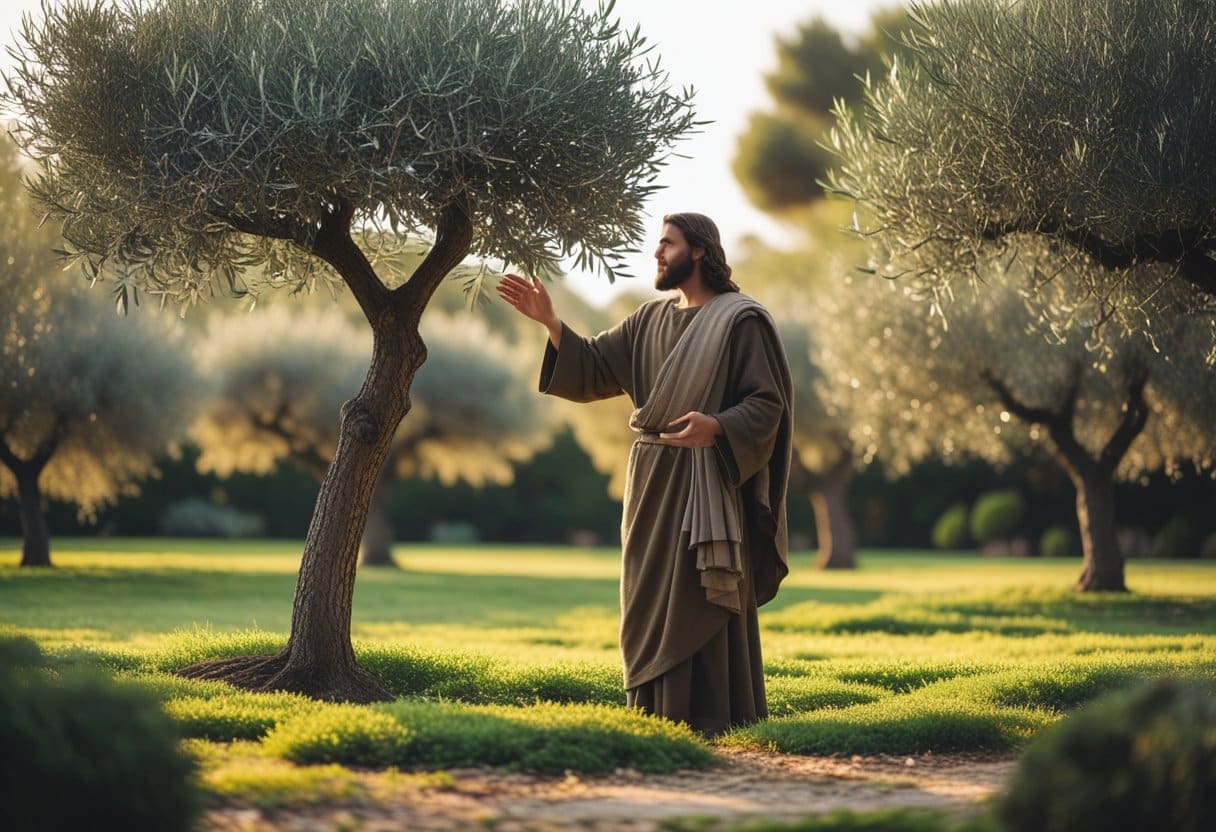 Jesus cursing the barren fig tree - biblical illustration.