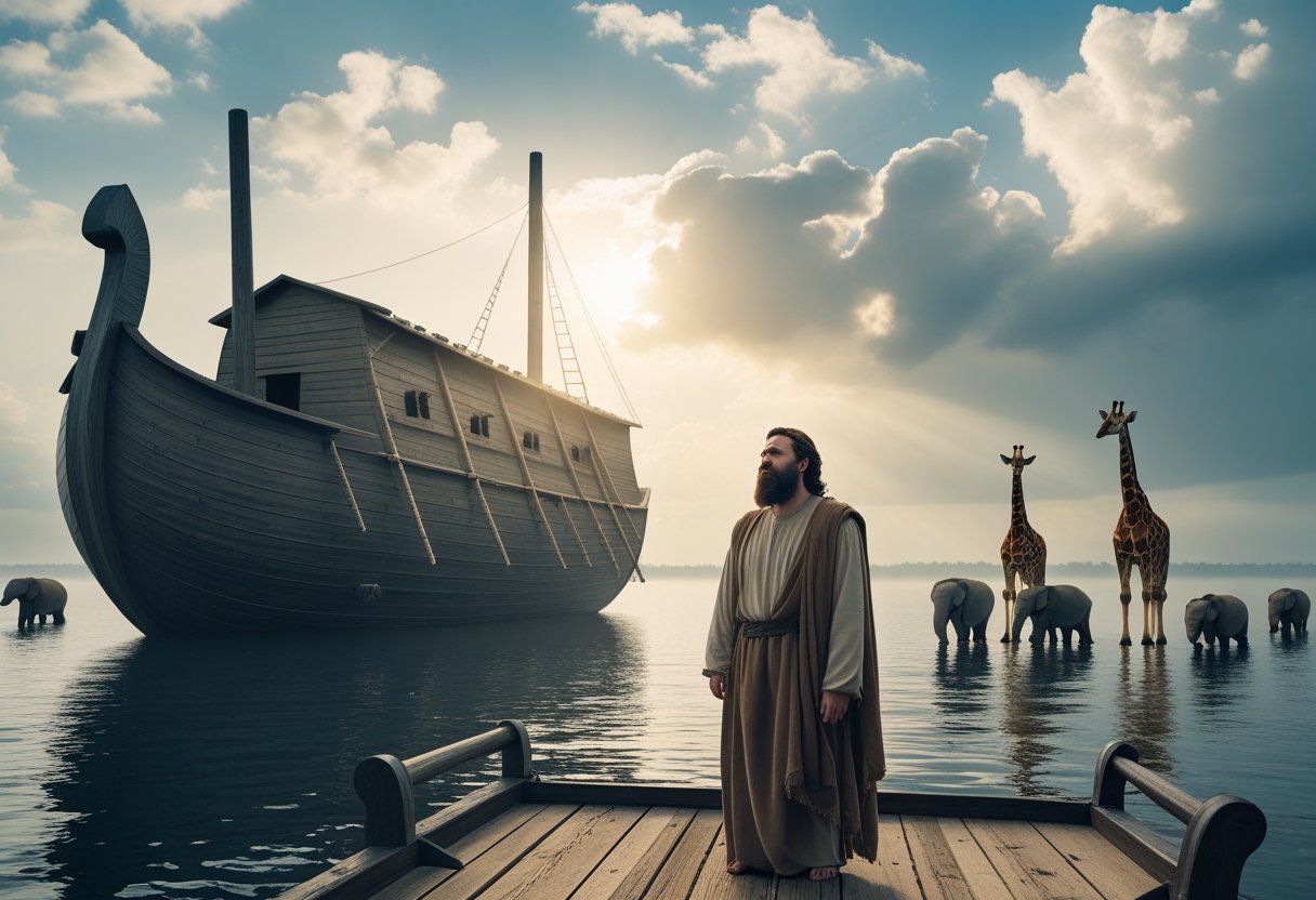 Noah counting the days inside the ark.