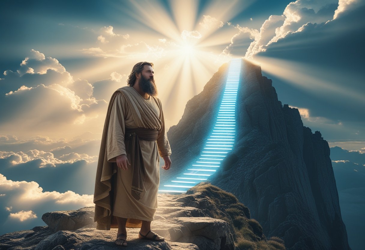 Did Moses go to heaven - biblical illustration of Moses with God.