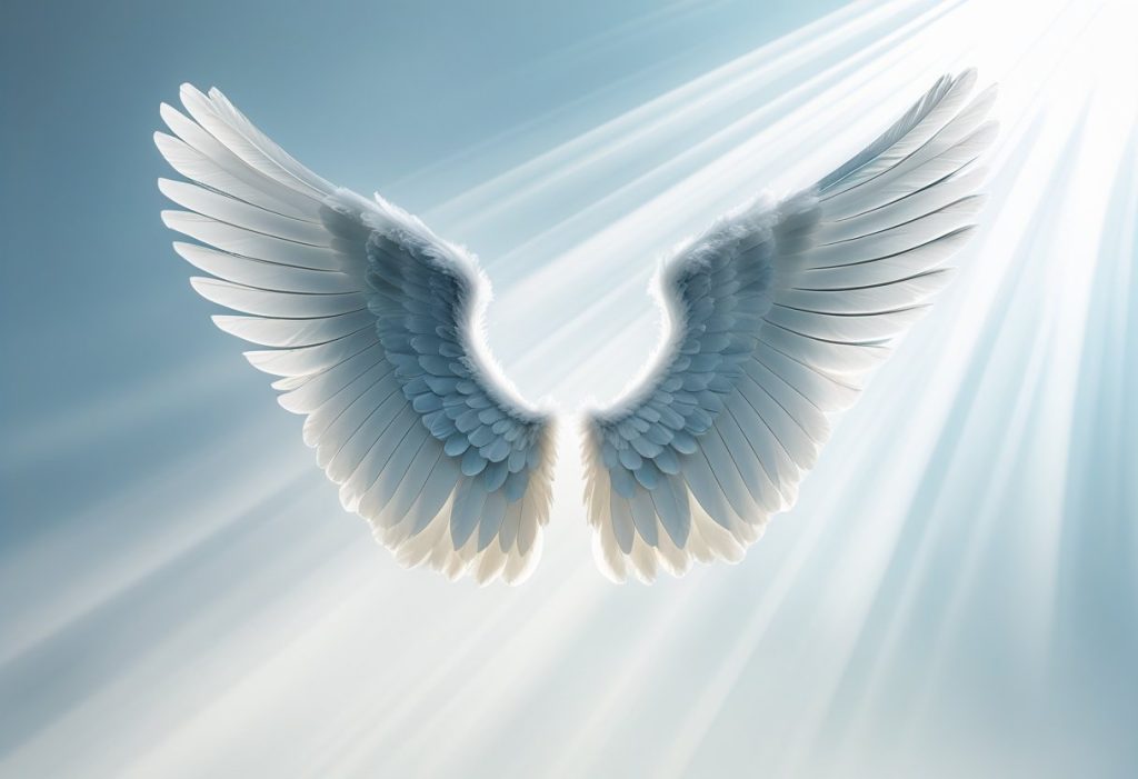 Wings as symbols of divine protection, spiritual freedom, and connection between heaven and earth.