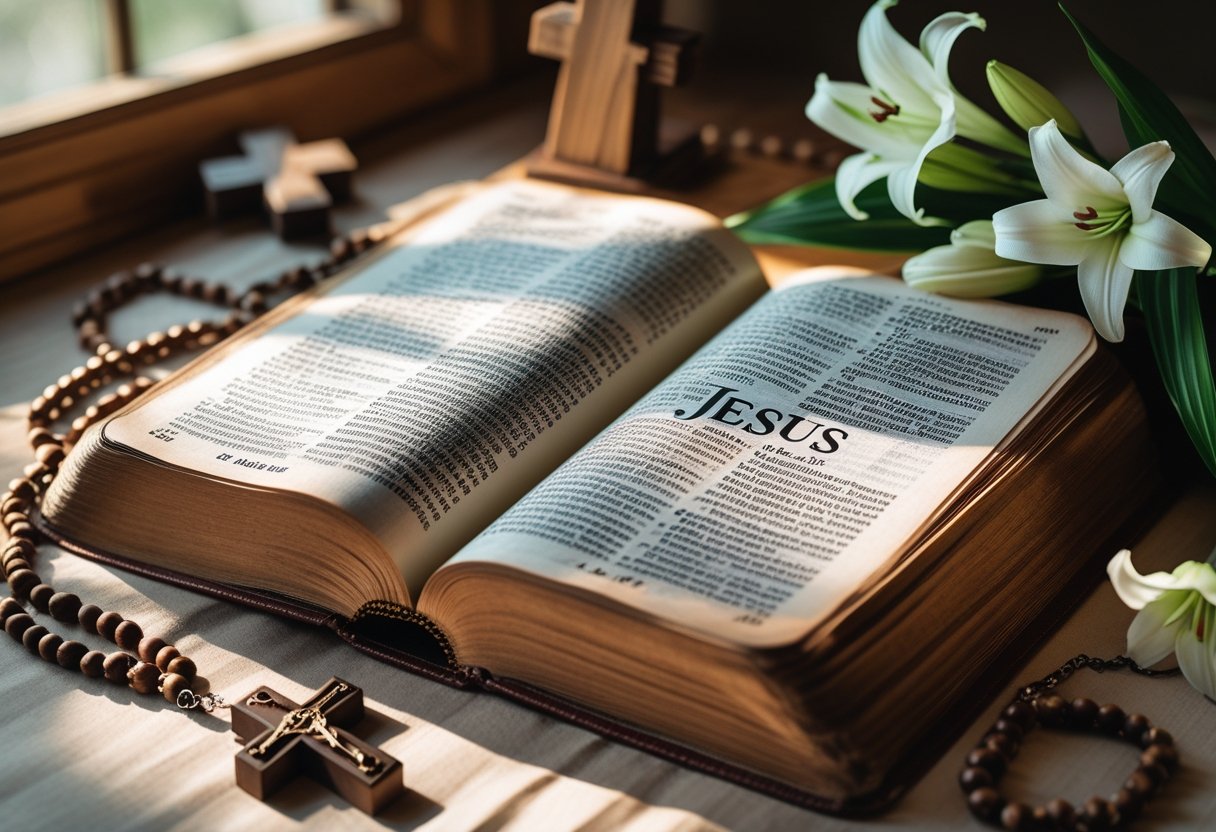 Visual depiction of the name Jesus and its meaning.