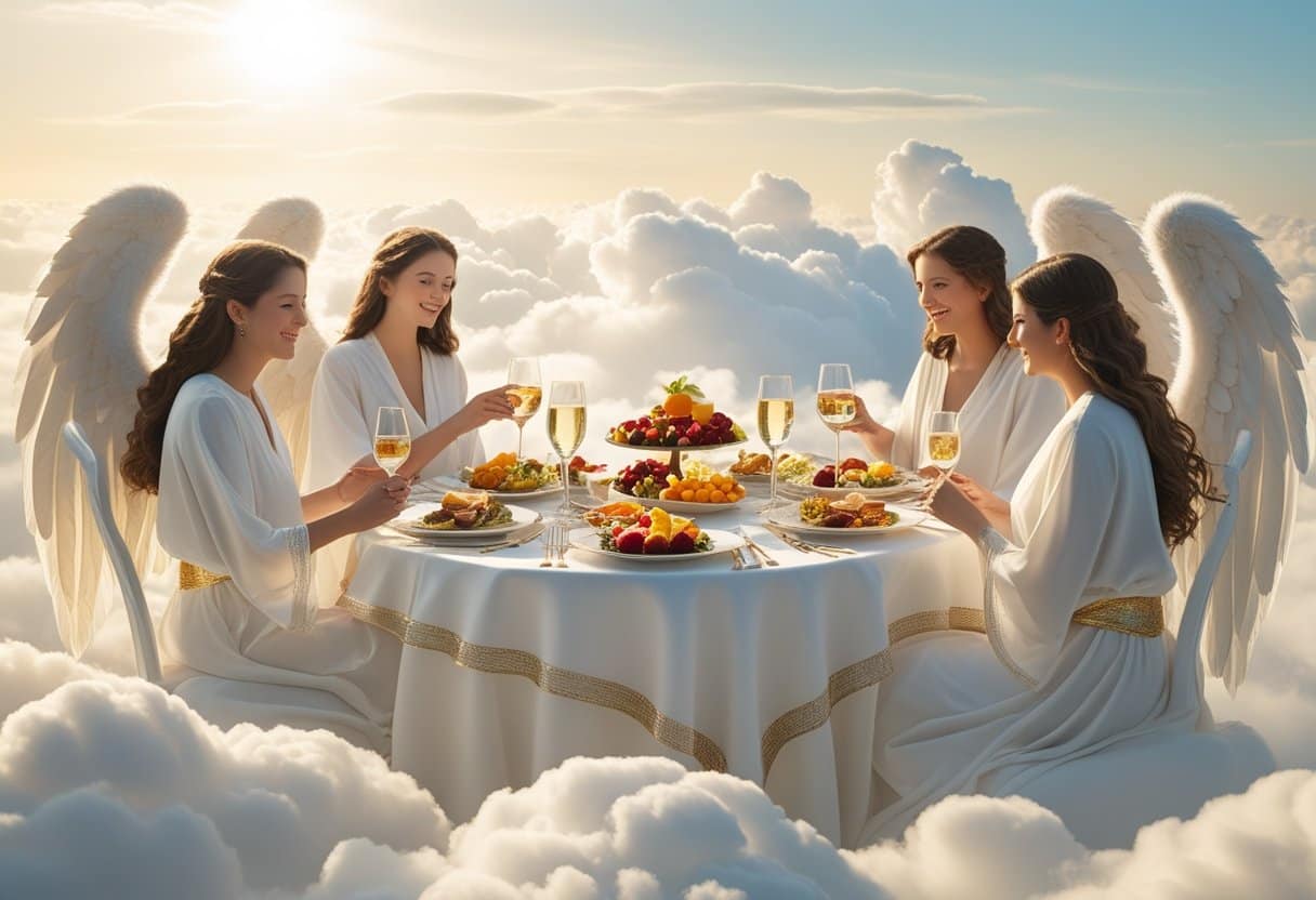 Can you eat in heaven - angels and believers sharing heavenly meal.