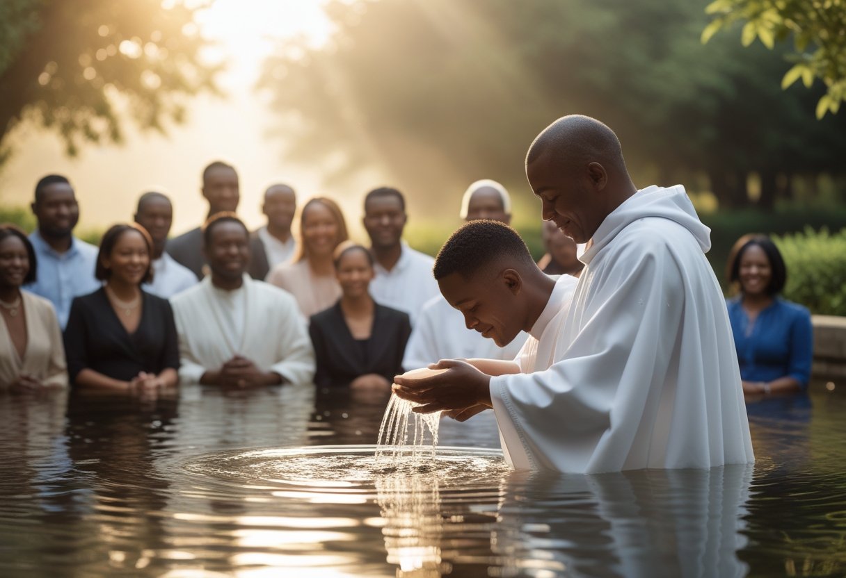 Illustration of must you be baptised to go to heaven Christian topic.