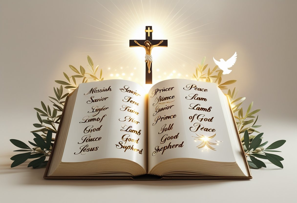 Artistic depiction of Jesus with his biblical titles.