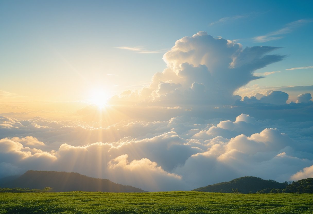 Concept of heavens – layers of sky, space, and divine realm.