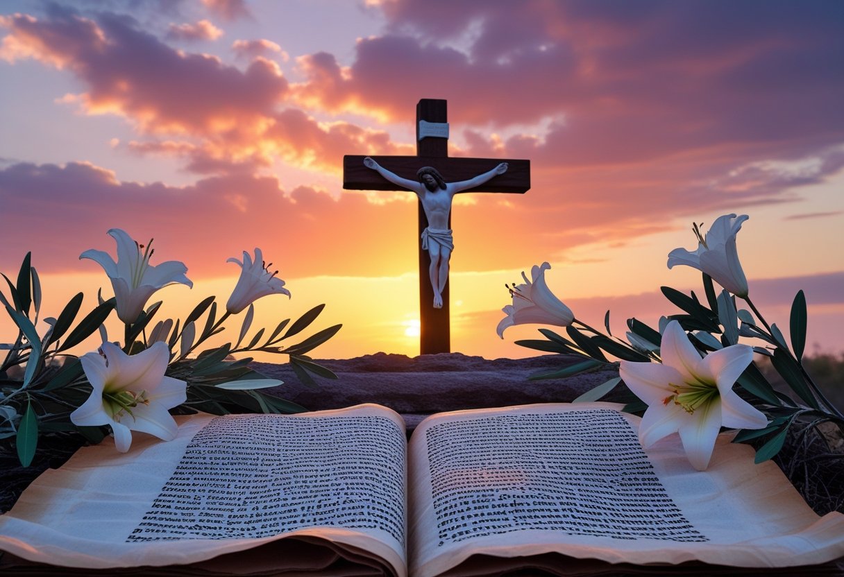 Depiction of the crucifixion showing when Jesus died.