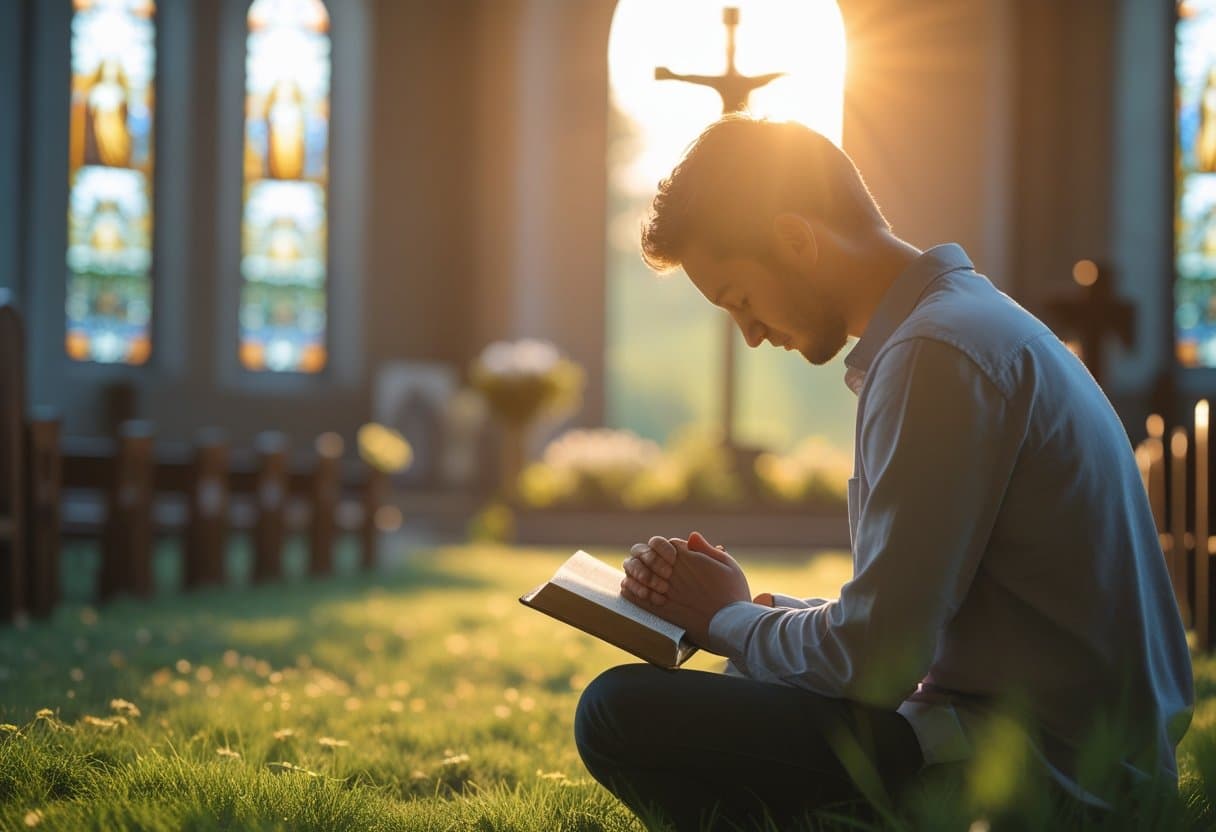 Person praying asking can Jesus forgive me