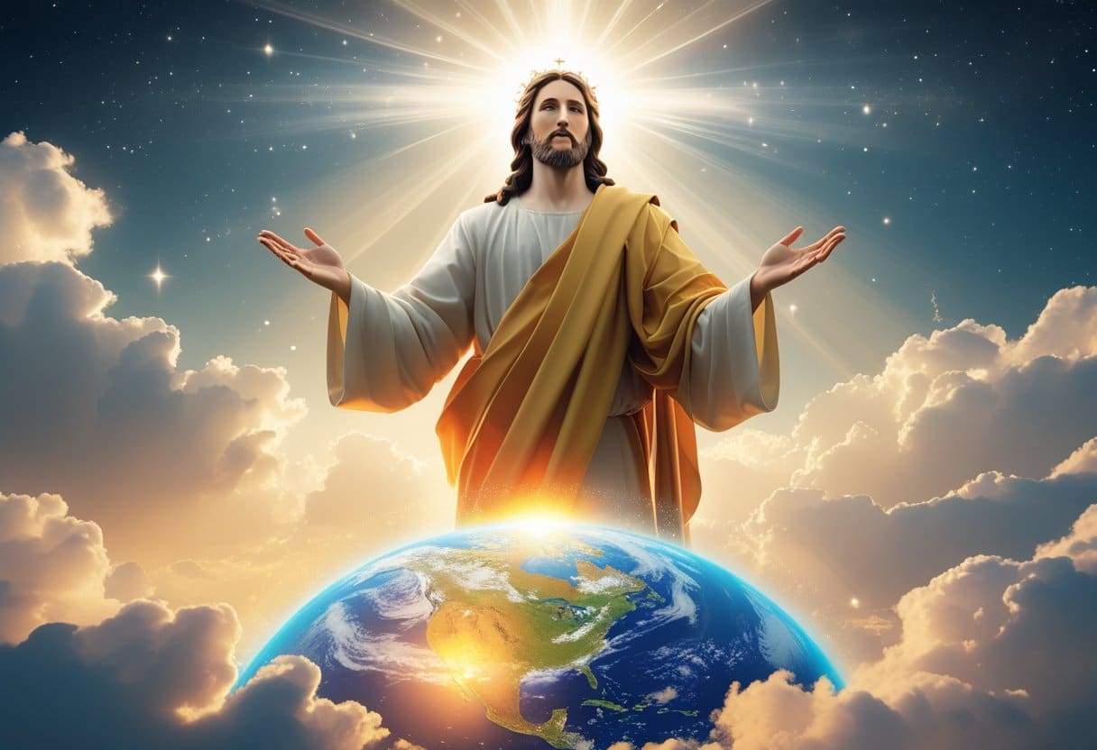 Jesus holding the world as the creator of all things