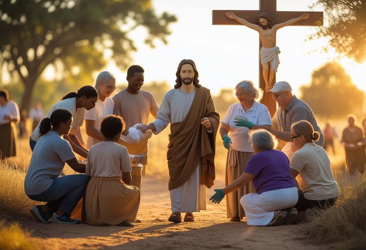 Jesus commanding his followers to love one another