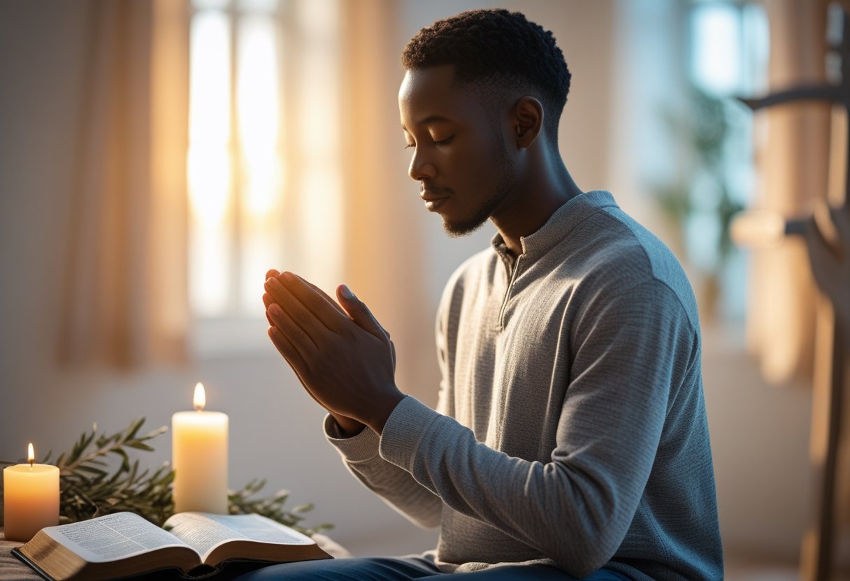 Illustration of Jesus praying in solitude