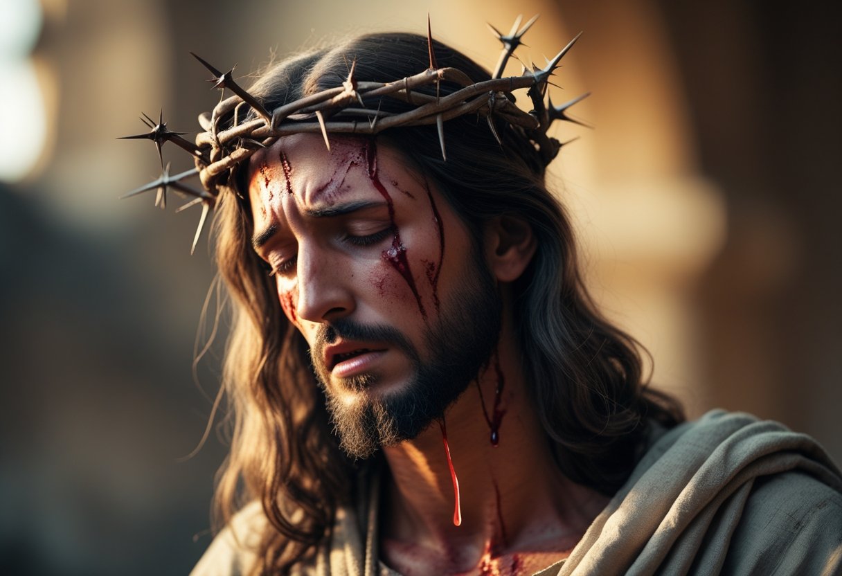 Jesus suffering physical abuse before crucifixion