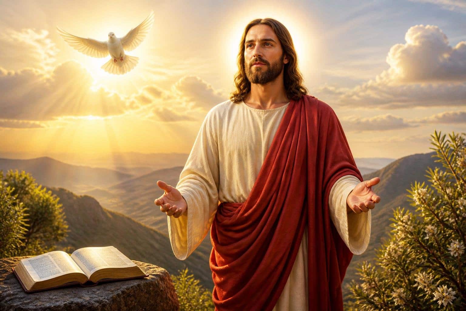 Jesus Christ teaching the crowds and revealing his divine nature.