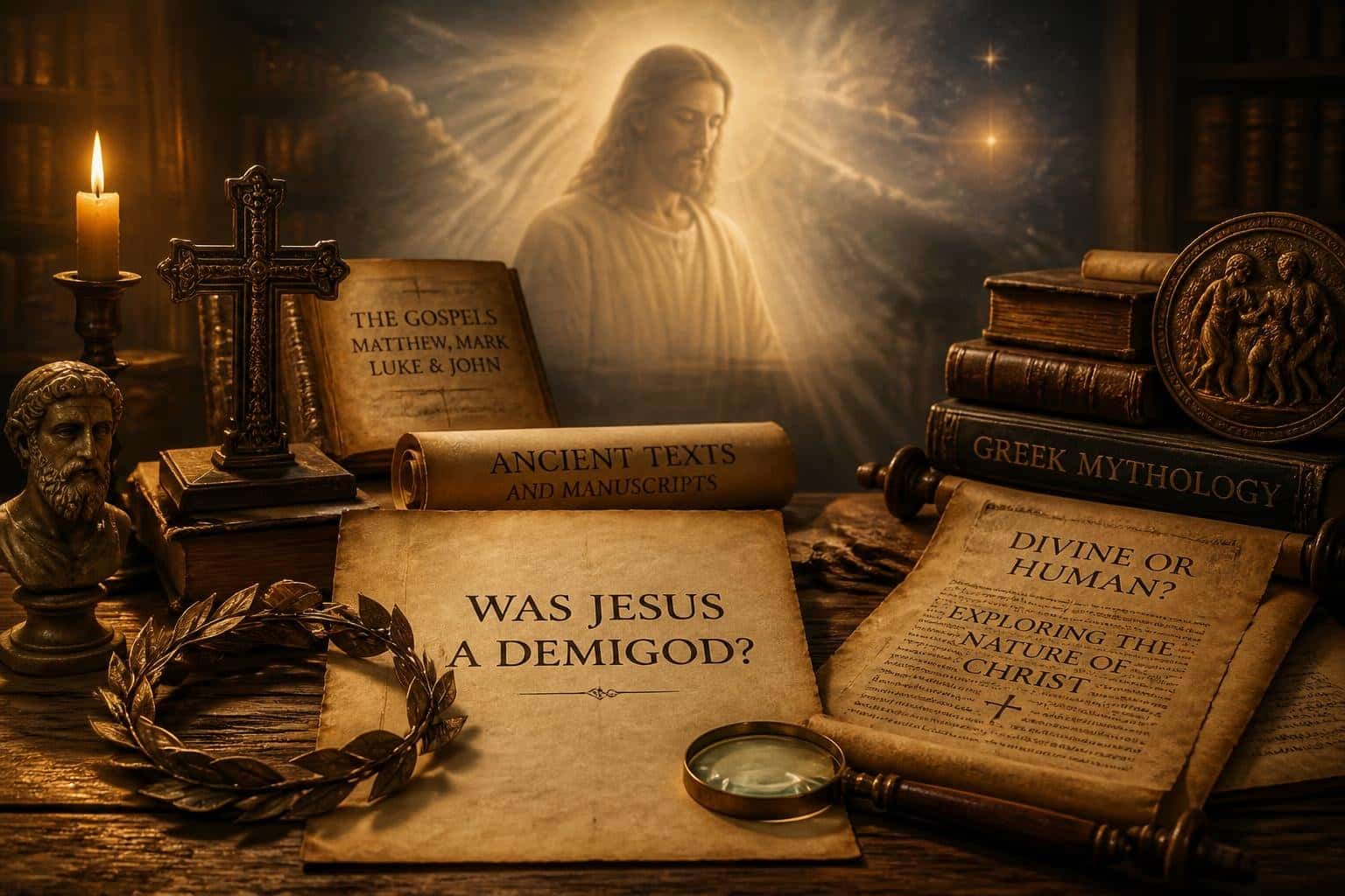 Symbolic image of the dual nature of Christ addressing the inquiry was Jesus a Demigod.