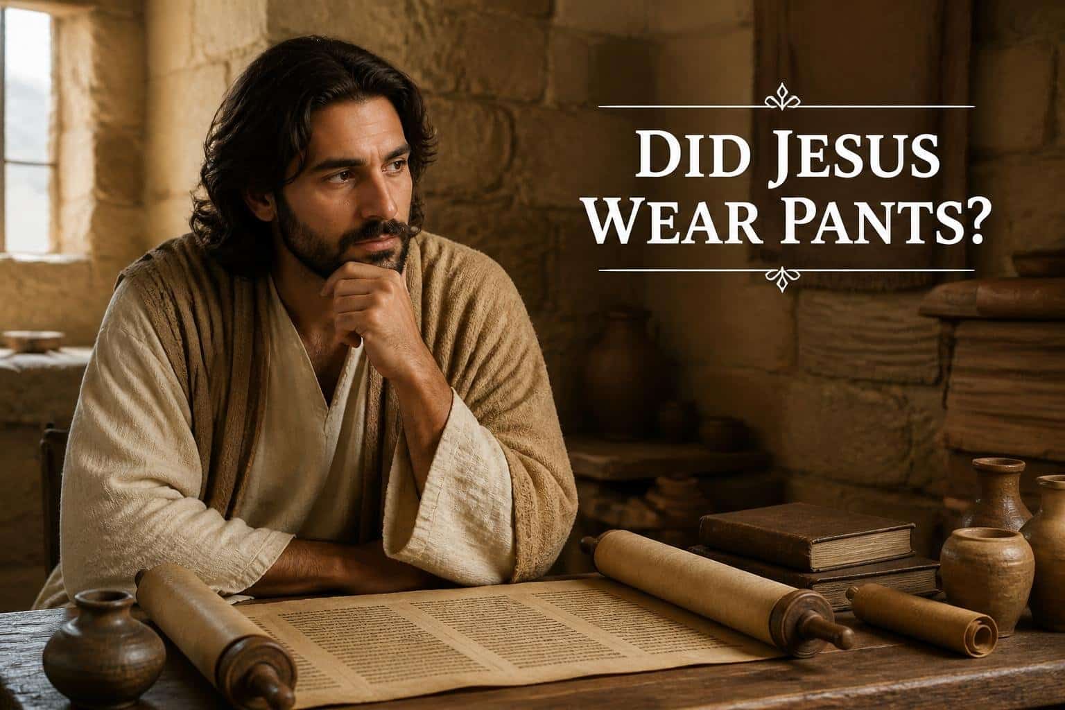 A visual guide exploring did Jesus wear pants or a tunic.