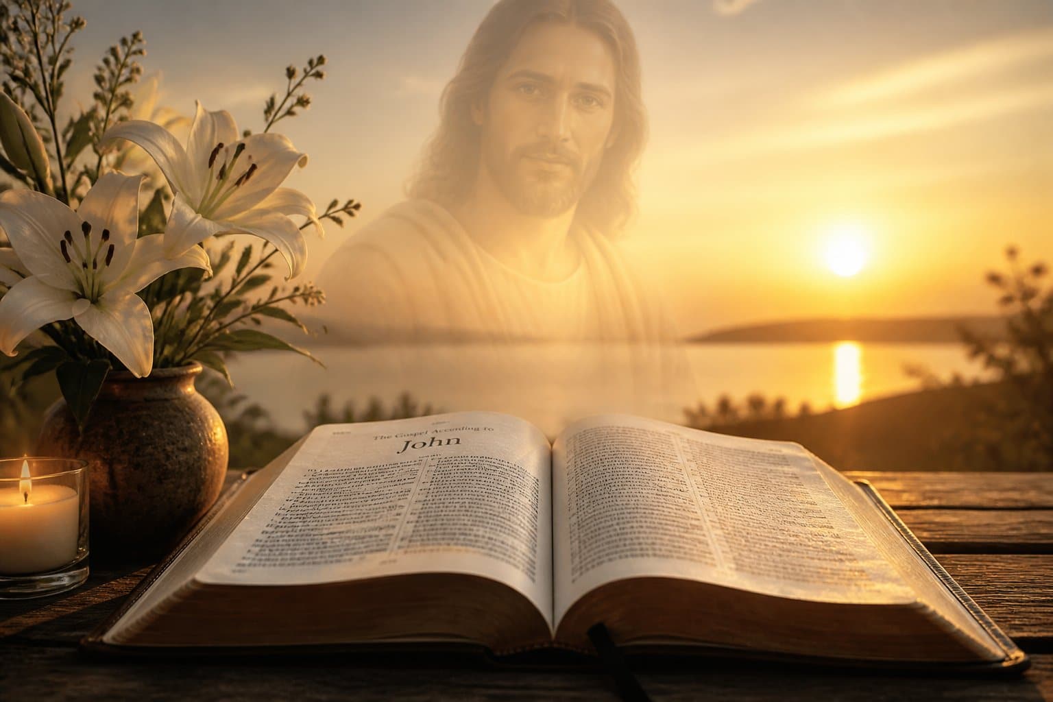 Individual reading the Bible with a focused heart, seeking a personal relationship.
