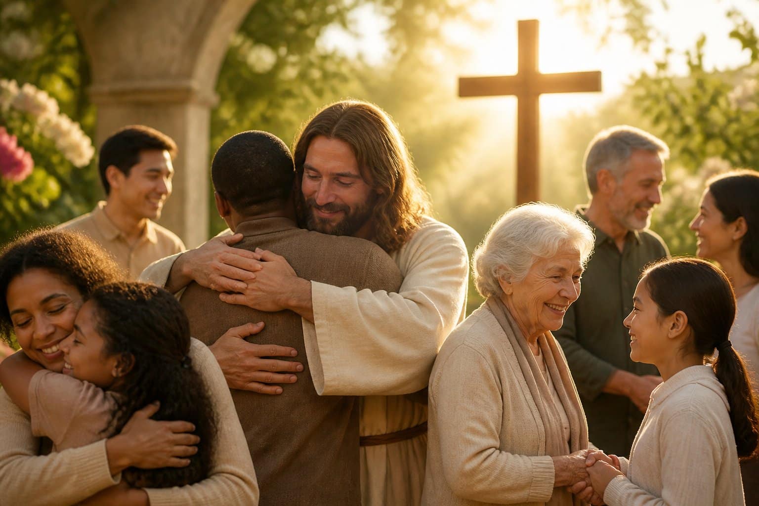 Jesus Christ teaching his disciples about unconditional love and mercy.